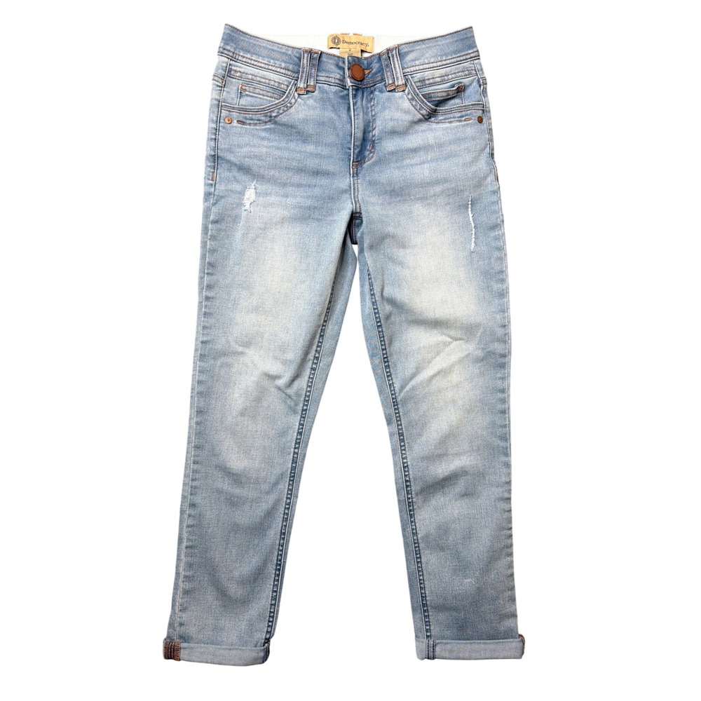 Democracy Jeans Womens 2 Ab Technology Light Blue Distressed B1293IEYZXX